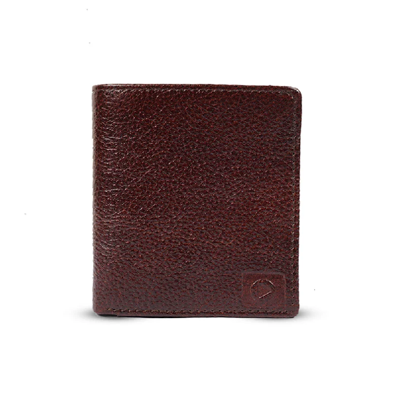 Men's Brown Leather Wallet with Crocodile Print