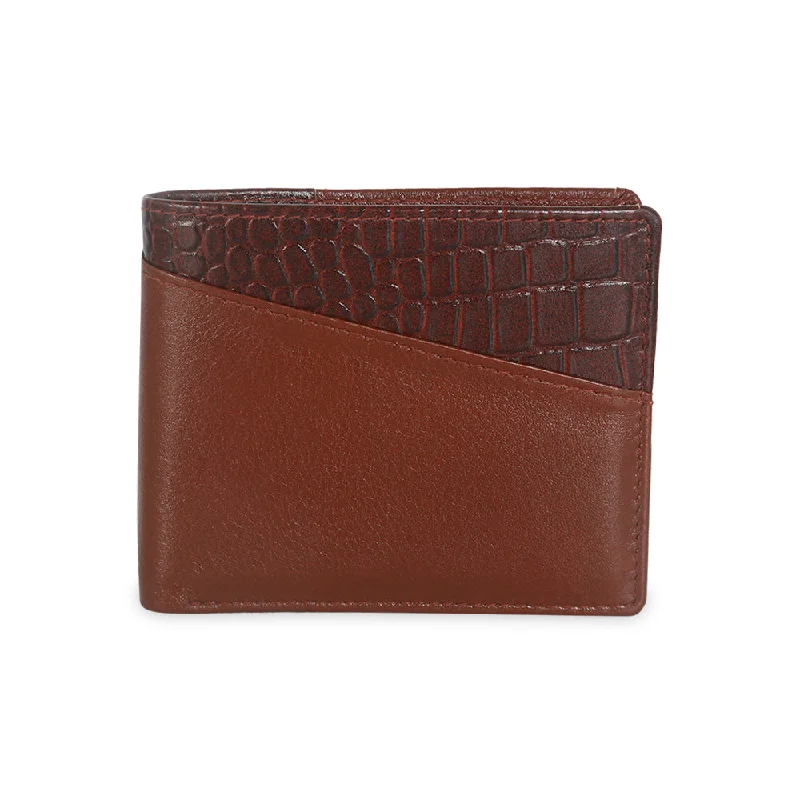 Men's Leather Wallet with Crocodile Print