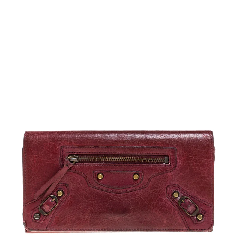 Balenciaga Bordeaux Leather City Wallet..