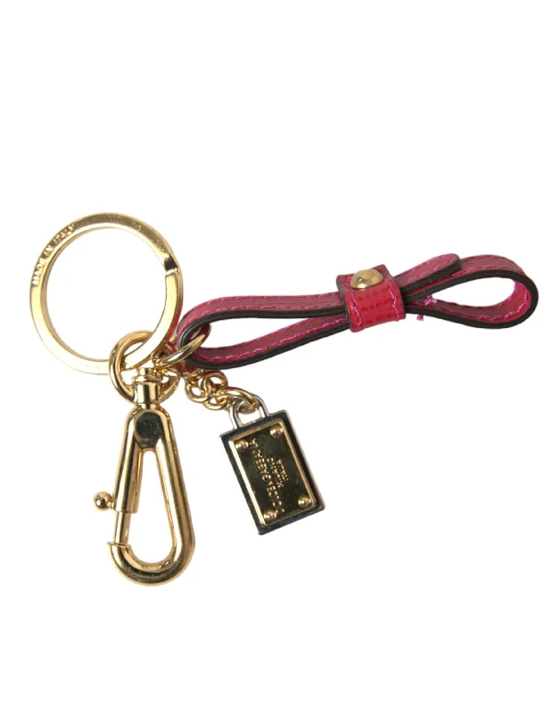 Dolce & Gabbana  Calf Leather  Metal Logo Plaque Keyring Women's Keychain