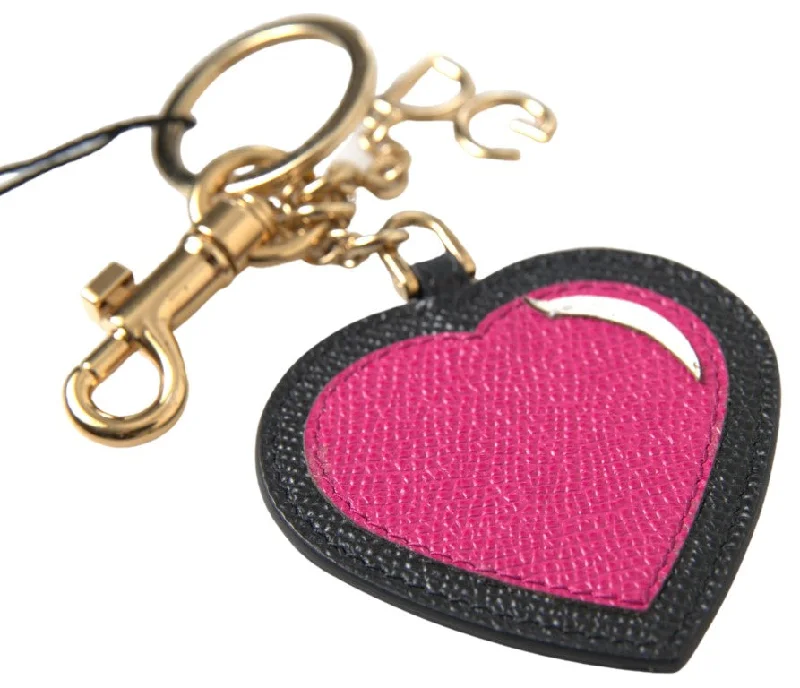 Dolce & Gabbana Elegant  Leather Keychain with pink Women's Accent