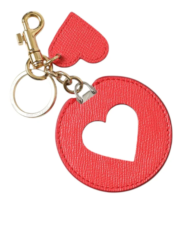 Dolce & Gabbana  Heart Calf Leather  Tone Brass Keyring Women's Keychain