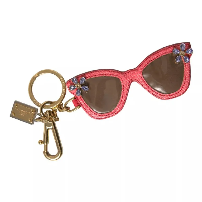 Dolce & Gabbana  Leather Crystal Sunglasses  Metal Keyring Women's Keychain (Pre-Owned)