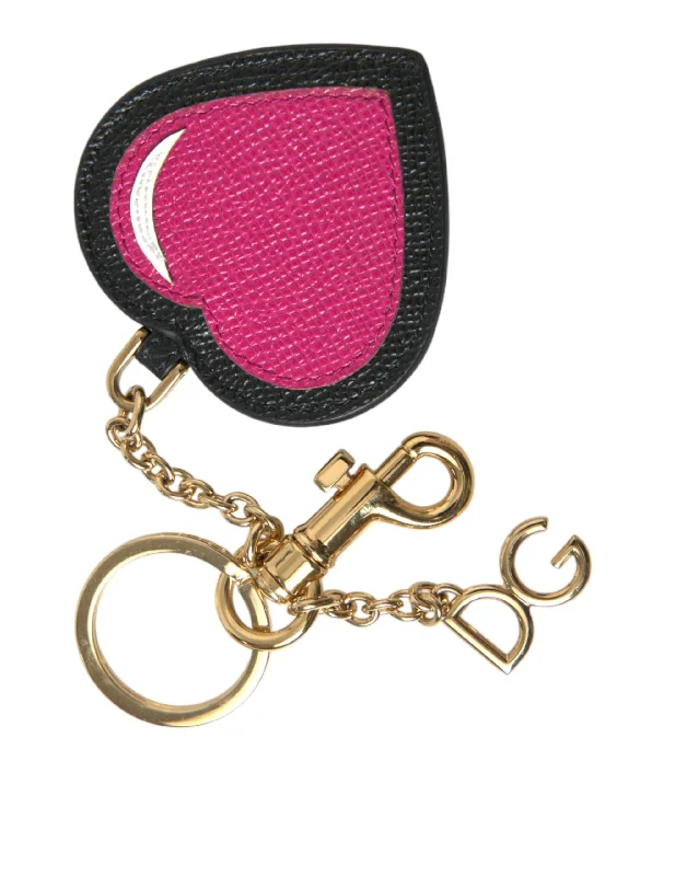 Dolce & Gabbana pink  Heart Leather  Tone Brass Keyring Women's Keychain