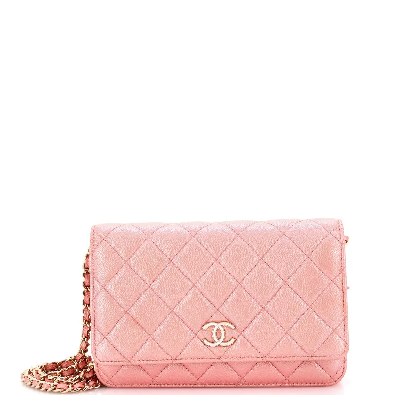 Wallet on Chain Quilted Iridescent Caviar