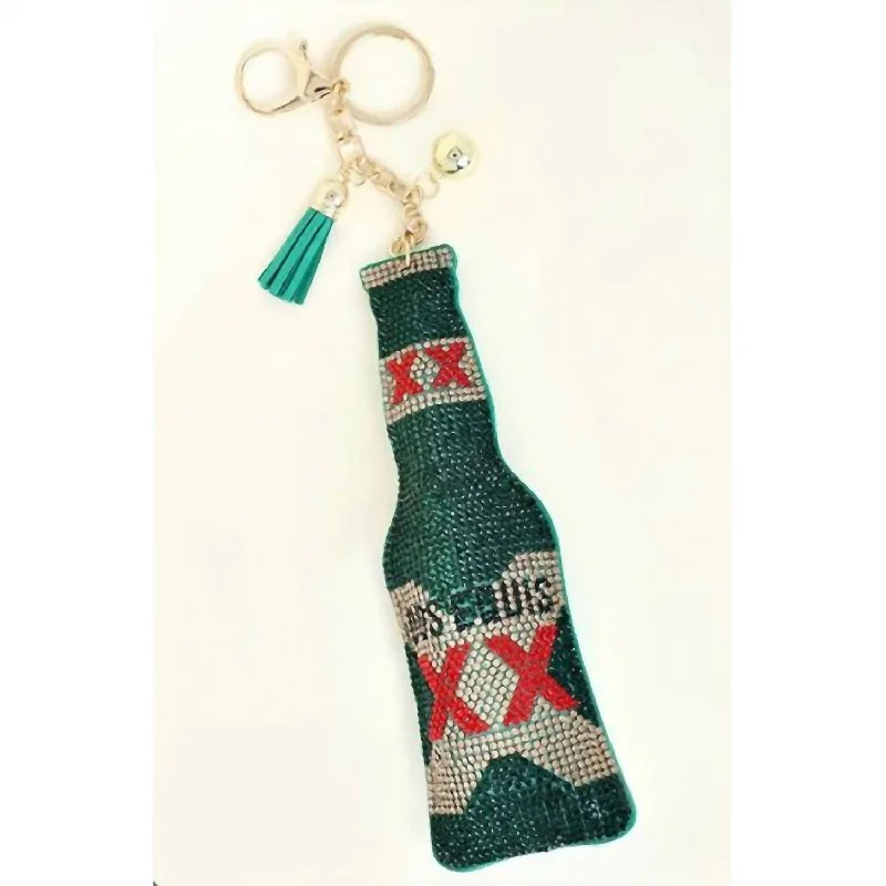 Women's Dos Equis Bottle Rhinestone Keychain In Green