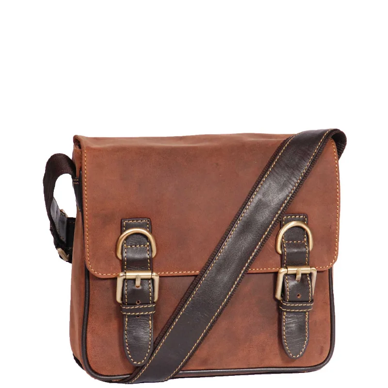 Satchel Style Leather Flight Bag HOL12 Tan