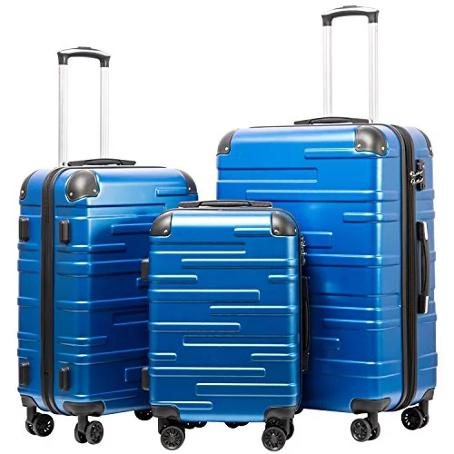 Coolife Luggage Expandable Suitcase 3 Piece Set with TSA Lock Spinner 20in24in28in (blue)