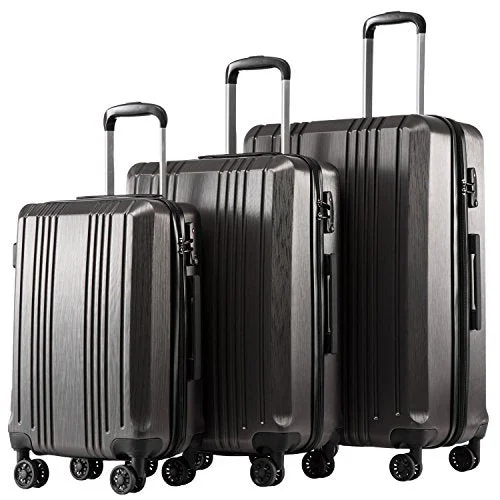 Coolife Luggage Expandable Suitcase PC+ABS 3 Piece Set with TSA Lock Spinner 20in24in28in