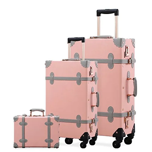 Unitravel Hardside Spinner Luggage Sets Travel Vintage Suitcase Set 3 Pieces