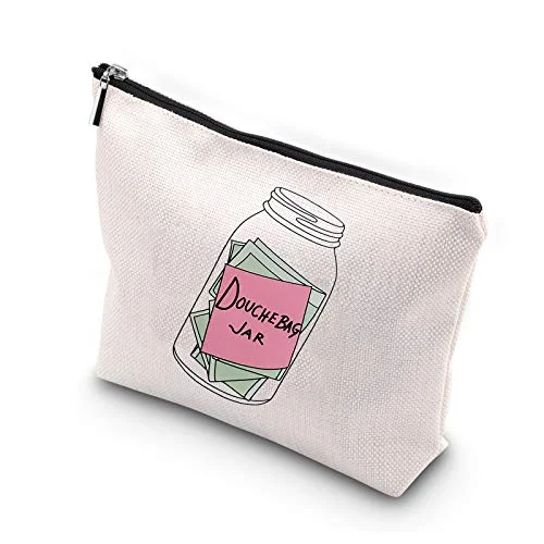 WCGXKO New Girl Inspired Cosmetics Bag Novelty Douchbag Jar Gift for TV Show Fans Best Friend(Douchbag Jar)