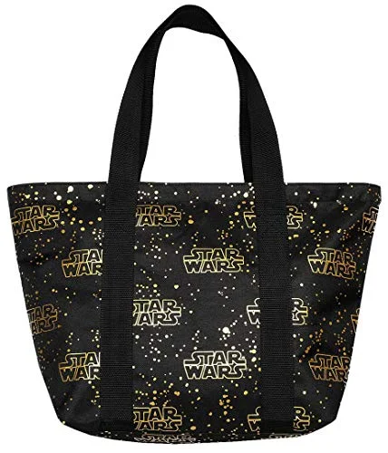 Disney Tote Travel Bag Star Wars Logo Black Gold Print