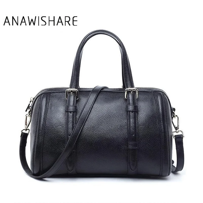 Women Genuine Leather Handbag Boston Totes Real Leather Crossbody Shoulder Bag Cowhide Ladies Cow