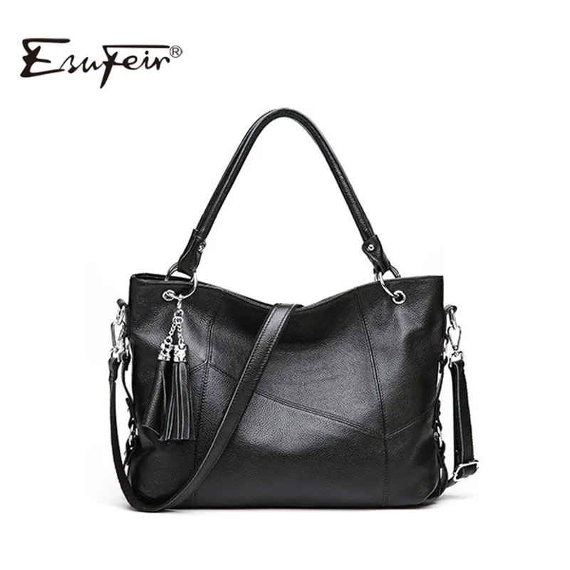 Women'S Handbags Cow Leather Luxury Design Tassel Female Shoulder Bag Large Capacity Casual Tote